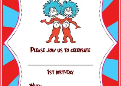 Dr. Seuss First Birthday Invitation Card | Invitation Center