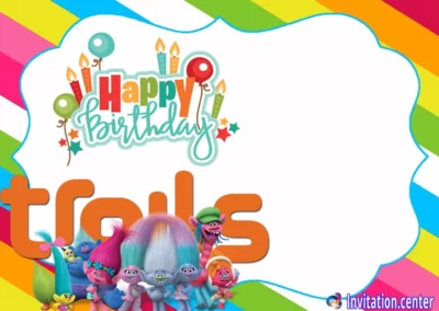 Printable Trolls Birthday Invitation Template | Invitation Center