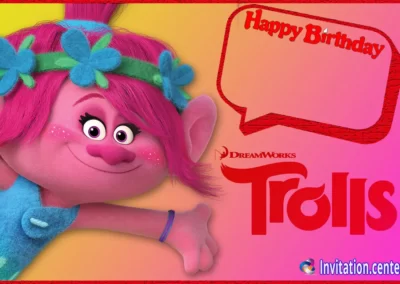 Trolls Birthday Invitation for Girls | Invitation Center